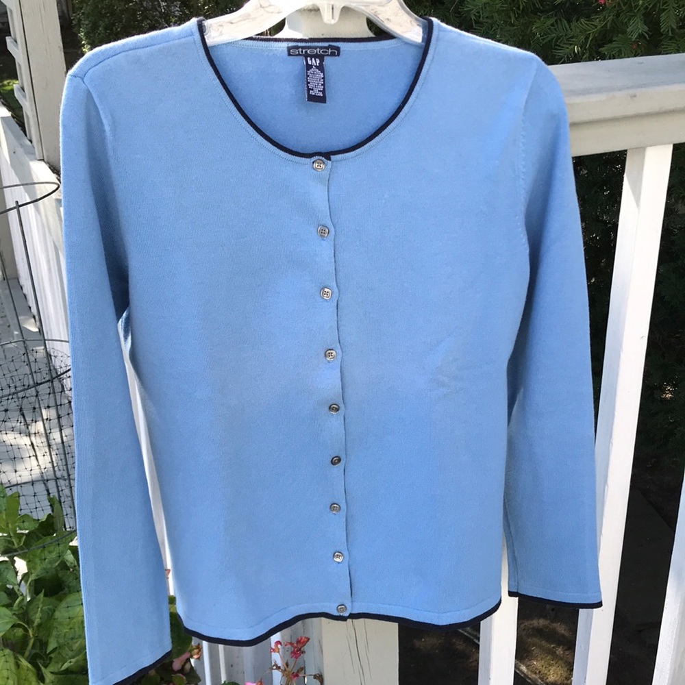 GAP Stretch Cardigan Sweater Blue Size L Beautiful and Classic